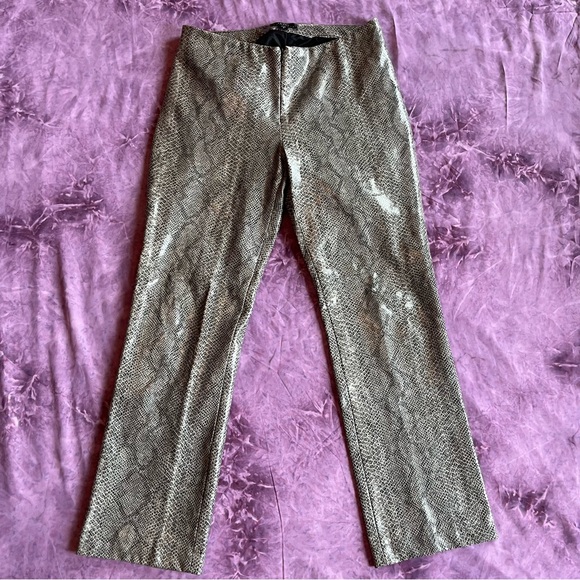 Vintage Y2K ‘BCBG Max Azria Gray Faux Python Snakeskin Hip Hugger Pants size 8 - Picture 1 of 7